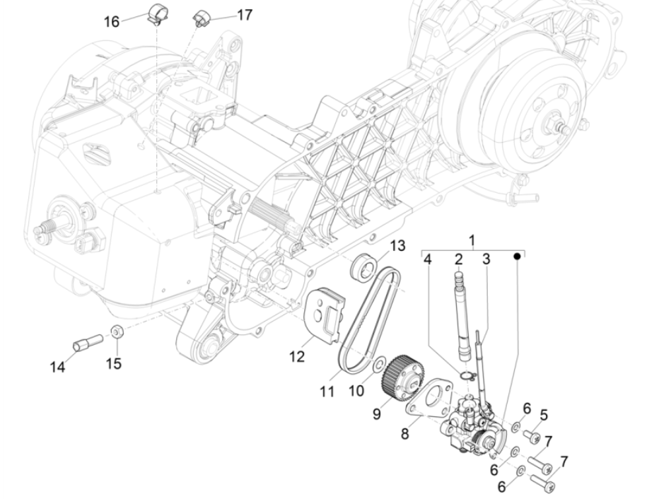 Oliepomp Piaggio Typhoon 50 2-takt AC Euro 4 2018-2020