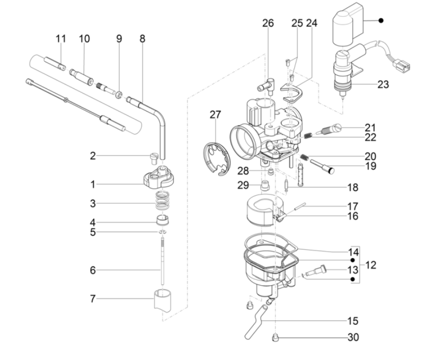 Carburateur onderdelen Piaggio Typhoon 50 2-takt Euro 4 2018-2020