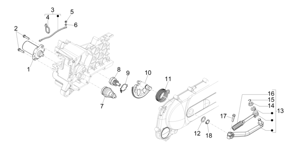 Startmotor - Bendix Piaggio Typhoon 50 2-takt Euro 4 2018-2020