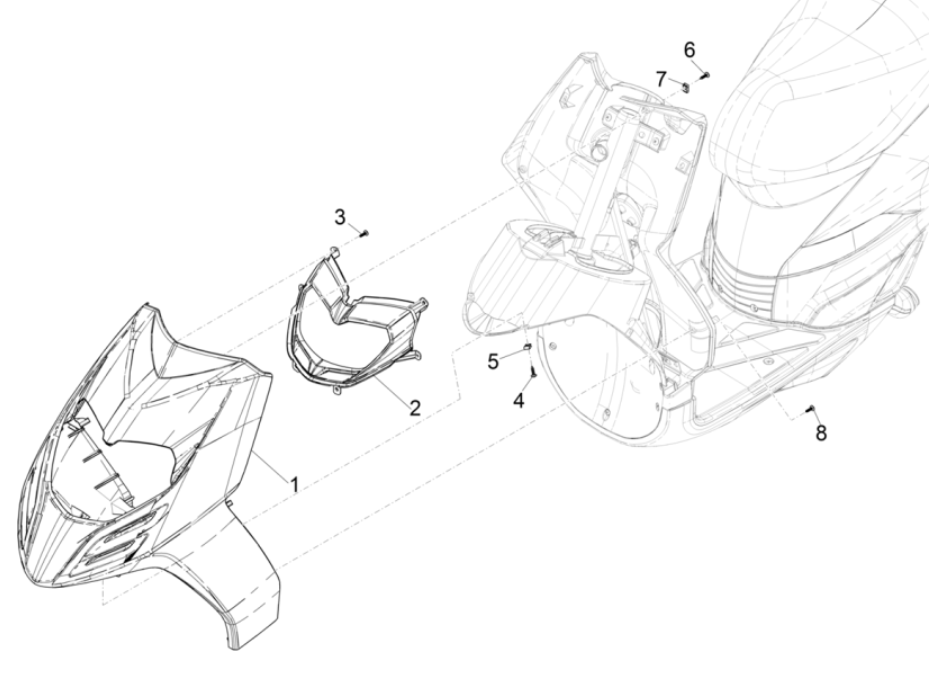 Voorkap Piaggio Typhoon 50 2-takt Euro 4 2018-2020