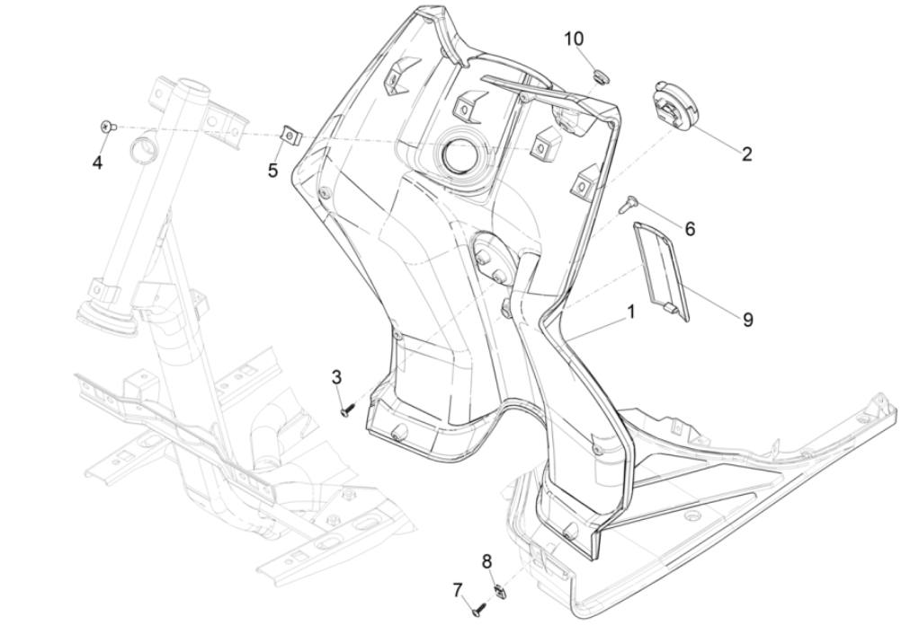 Beenschild Piaggio Typhoon 50 2-takt Euro 4 2018-2020