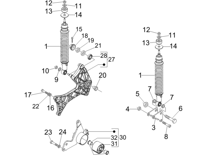 Schokbreker Vespa GTS 250 ie 2005-2009 (met ABS)