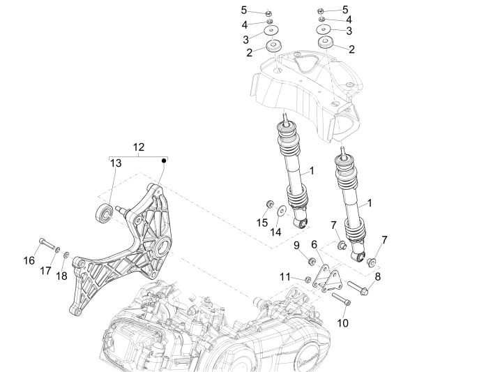 Schokbreker Vespa GTS 250 ie 2005-2016 (zonder ABS)