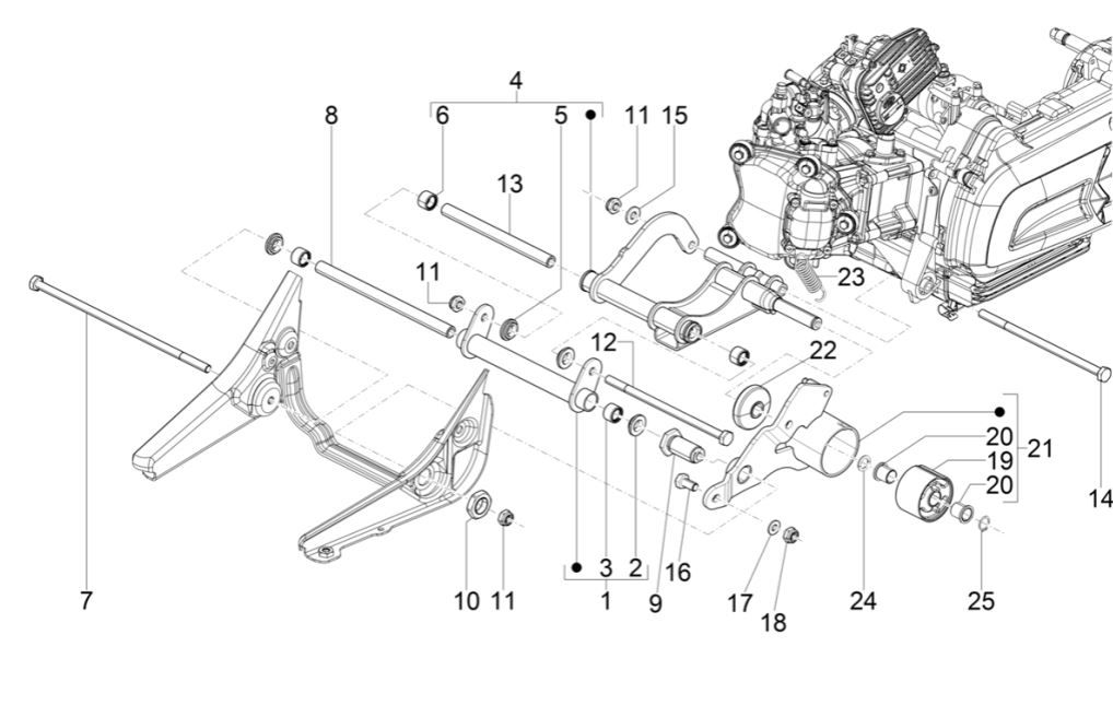 Motorophanging Piaggio MP3 300 HPE / 300 HPE Sport ABS Euro 5 2020-2022