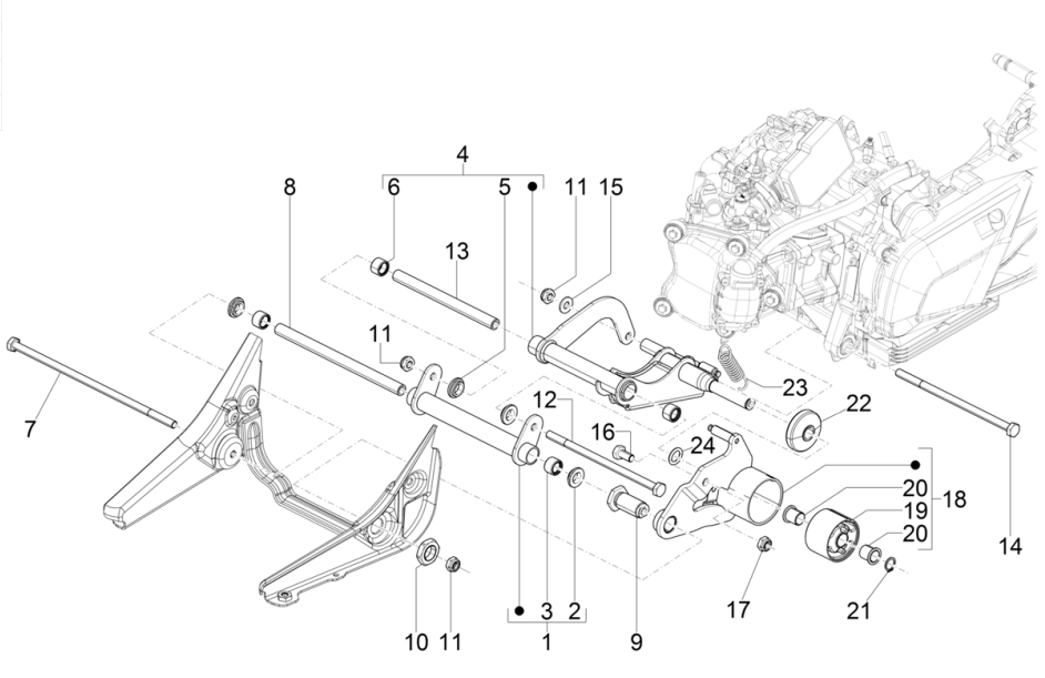 Motorophanging Piaggio Beverly 300 HPE 4V ABS Euro 5 2021-2022