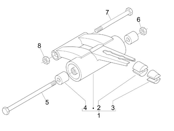 Motorophanging Piaggio Zip 2000 2-takt AC