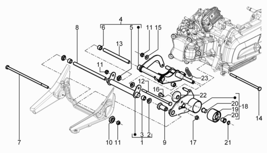 Motorophanging Piaggio Beverly 125 RST 4V Euro 3 2010-2015
