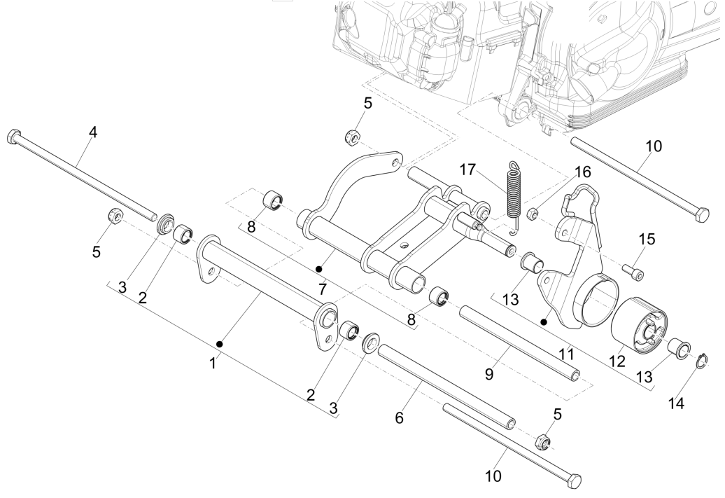 Motorophanging Piaggio Fly 125 IE 4-takt 3V Euro 3