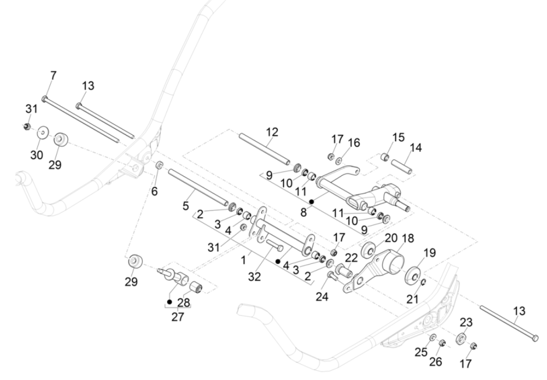Motorophanging Piaggio MP3 350 Maxi Sport ABS Euro 4 2018-2020
