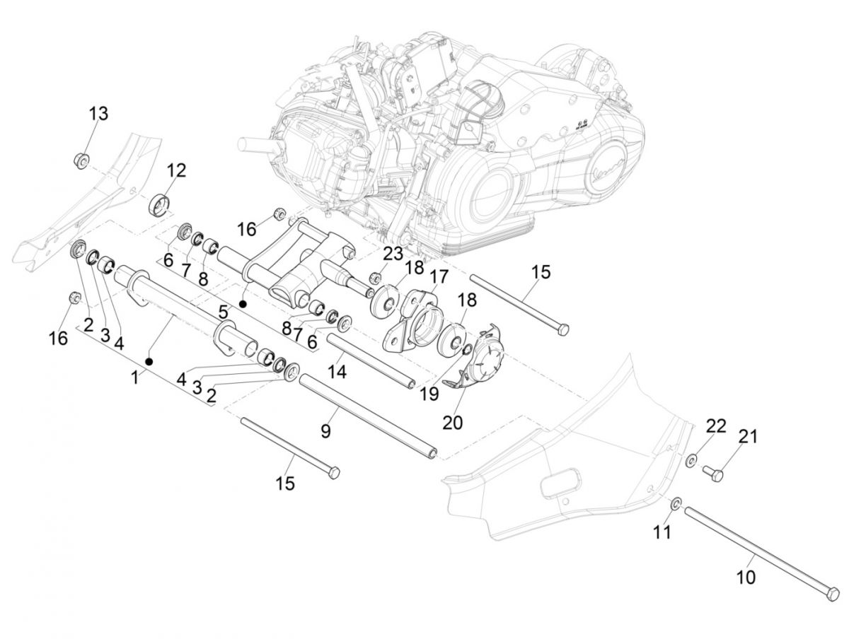 Motorophanging Vespa Sprint 125 3V IE ABS Euro 5 2021