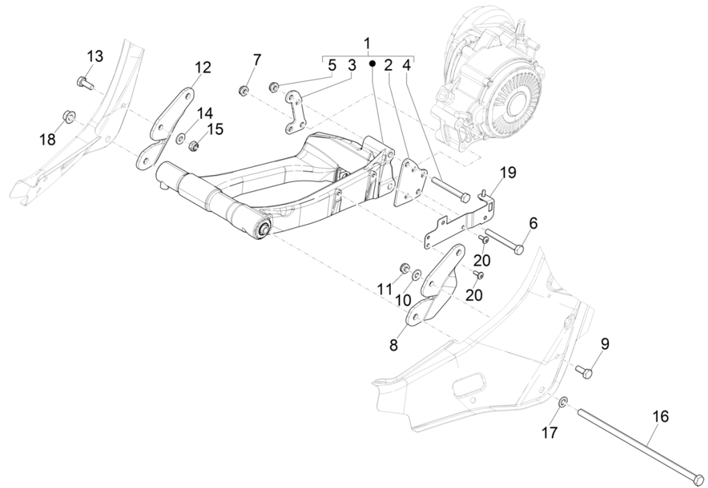 Motorophanging Vespa Elettrica 45km/u Euro 5 2021