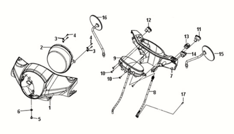 Head light Sym Fiddle III 50 E3 Silver/White (S-880S/WH-006)