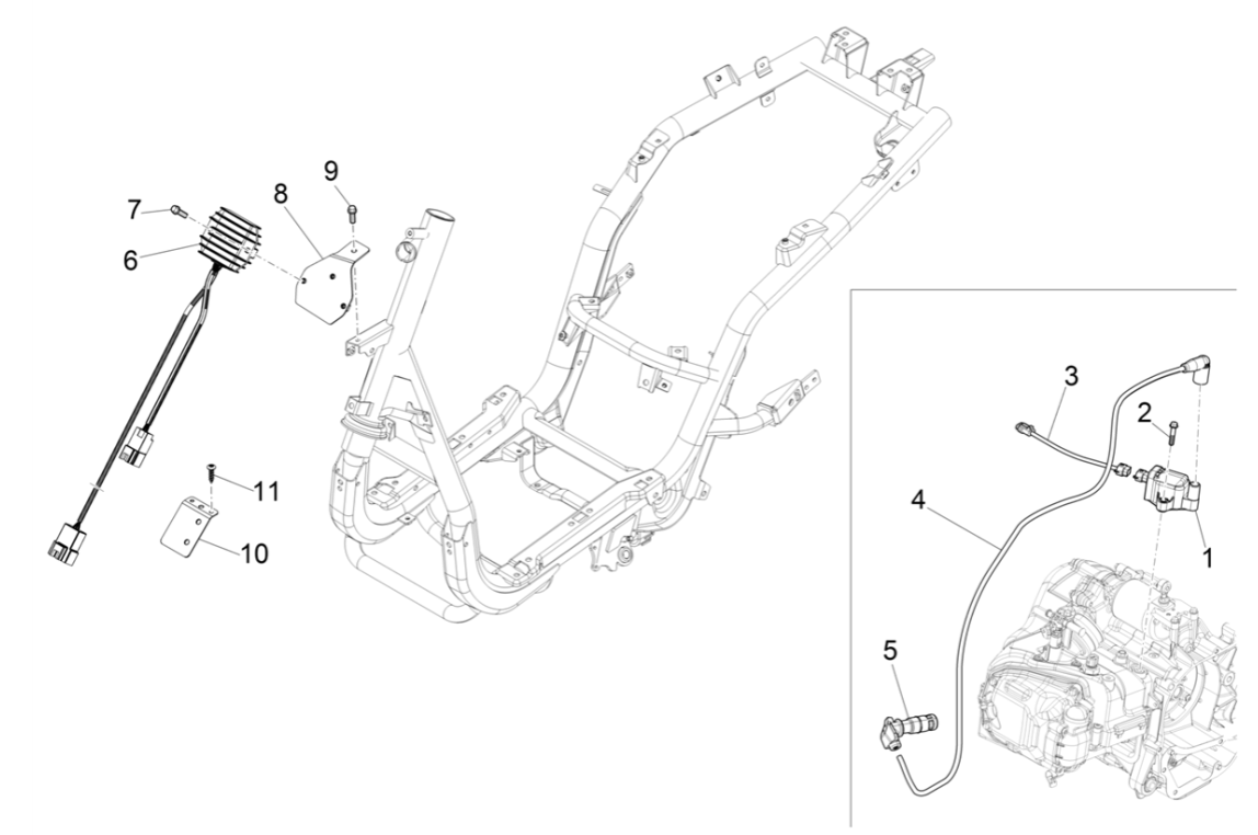 Spanningsregelaar - Bobine Piaggio Fly 125 IE 4-takt 3V Euro 3