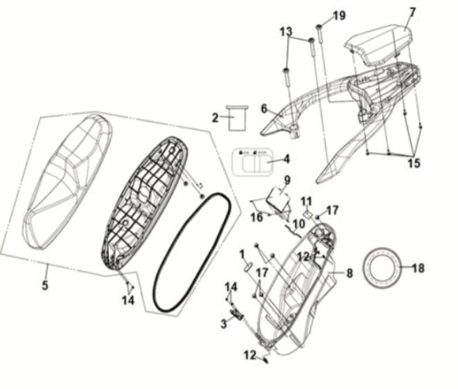 Seat-Rear Grip Sym Symphony ST 125i LC E5