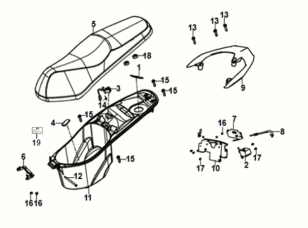 Seat - rear grip Sym Jet 14 125I AC E5 2021-2024