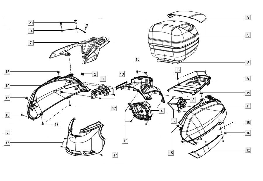 Side cover assy Kymco Filly 50 E5+ Mat wit