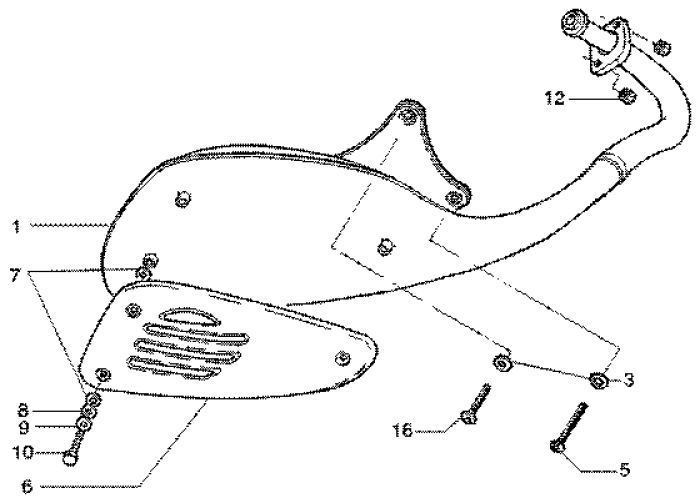 Uitlaat Piaggio Liberty 4-takt ←2006
