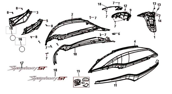 Beplating Sym Symphony ST 125I E4 Black/ Silver (BK-001C/S-882U)