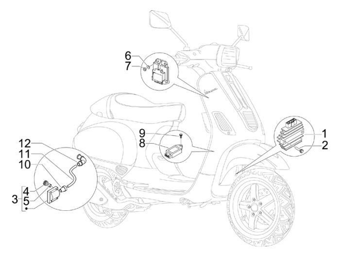Schakelaars - Drukknoppen Vespa S 50 2-takt AC