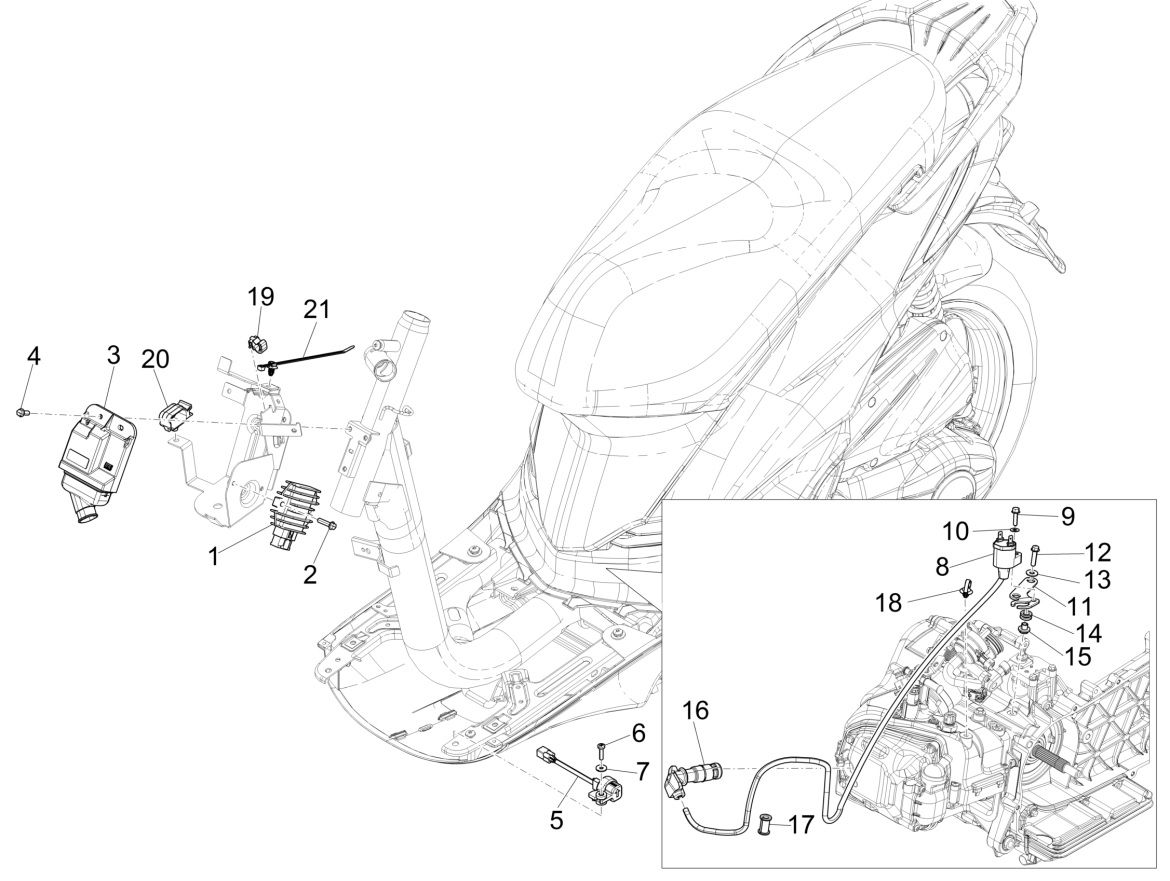 Spanningsregelaar - Bobine - ECU Piaggio Liberty 125 IGET 3V IE ABS Euro 4 2015-2019