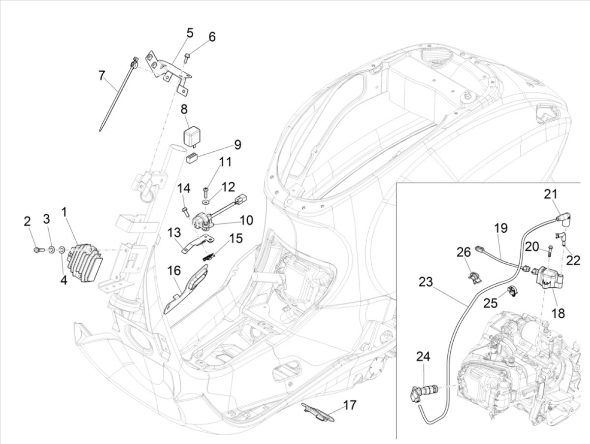 Spanningsregelaar - Bobine -  Knipperlichtrelais  Vespa Sprint 125 3V IE ABS Euro 5 2021