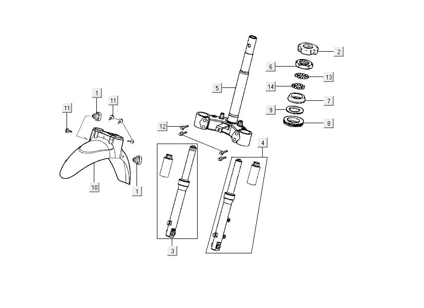 Voorspatbord - Voorvork  Kymco People 50 2-takt donker grijs