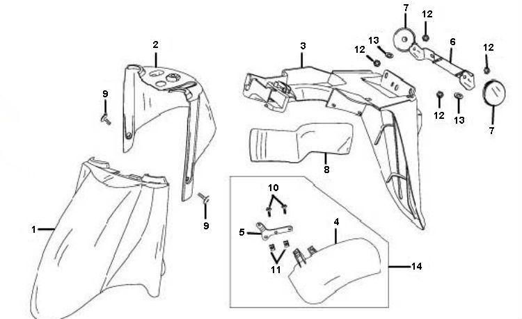 Voorspatbord Znen ZN50QT-11 4-takt