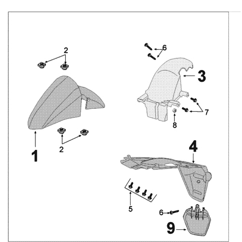 Voorspatbord - Achterspatbord Peugeot Kisbee RS matzwart