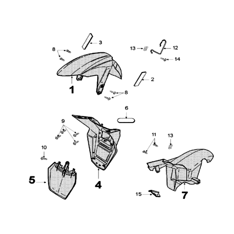 Voorspatbord - Achterspatbord Peugeot Speedfight 3 50 2-takt AC Blauw