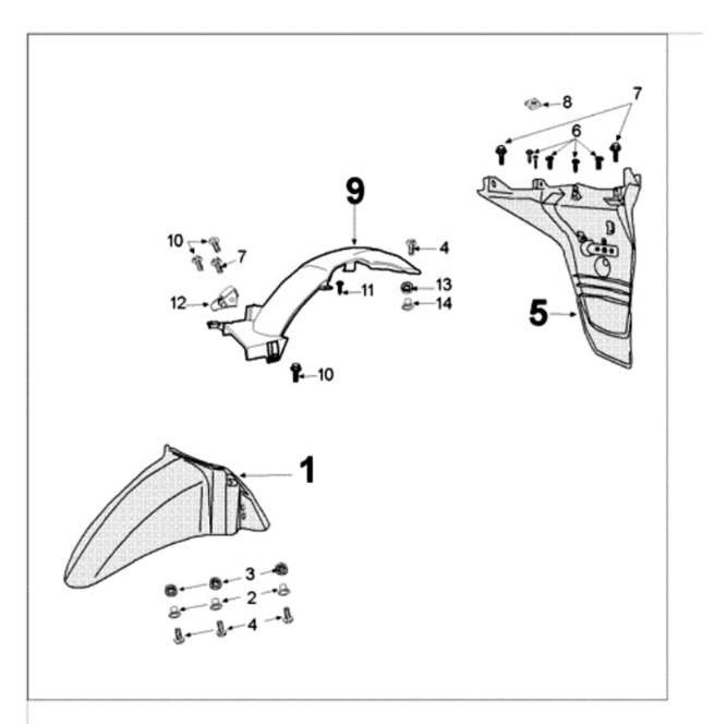 Spatborden Peugeot Tweet 125 E3 2010-2013 IRON GREY (M8)