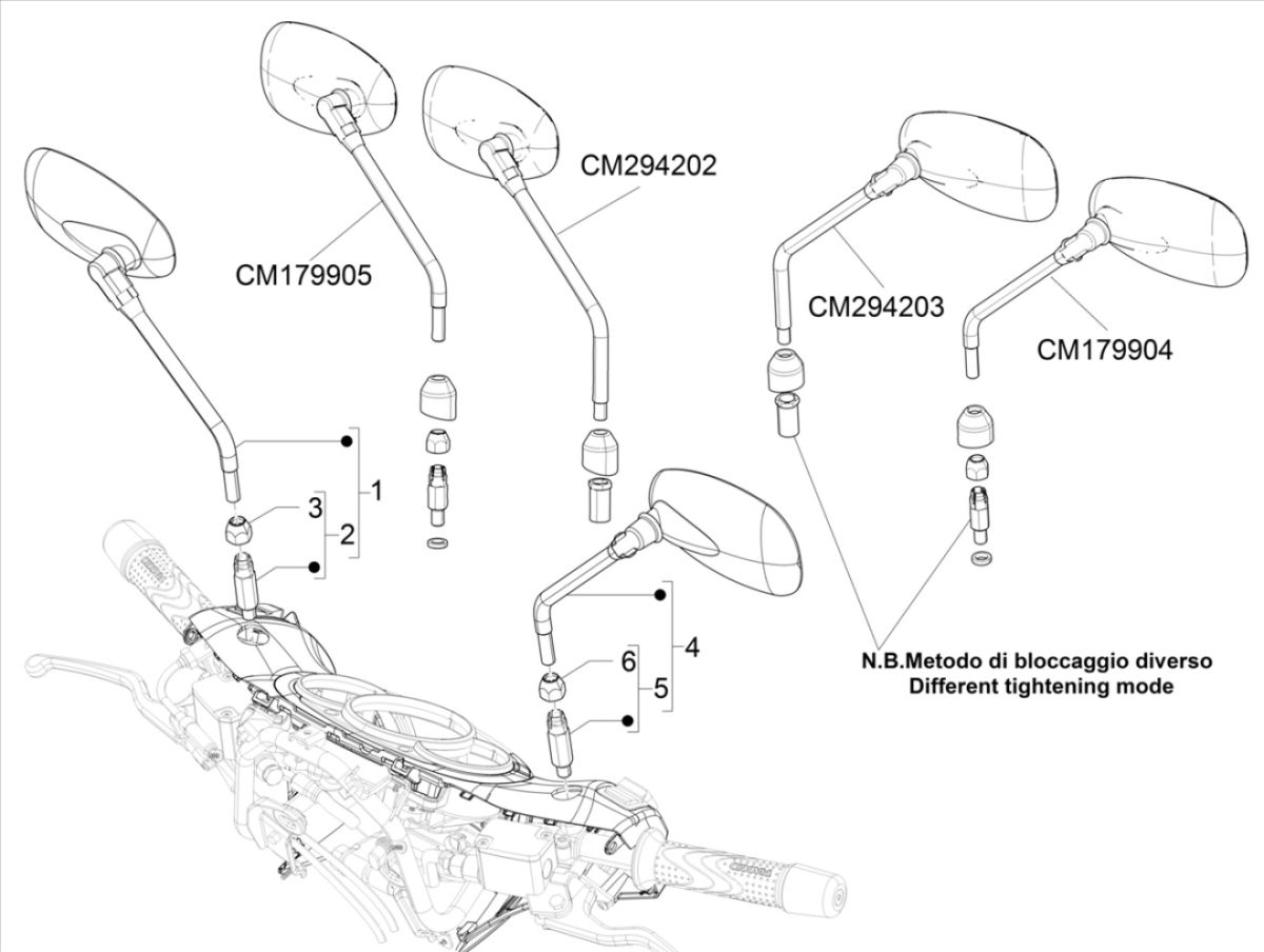 Spiegels Piaggio Beverly 300 IE ABS Euro 4 2016-2020