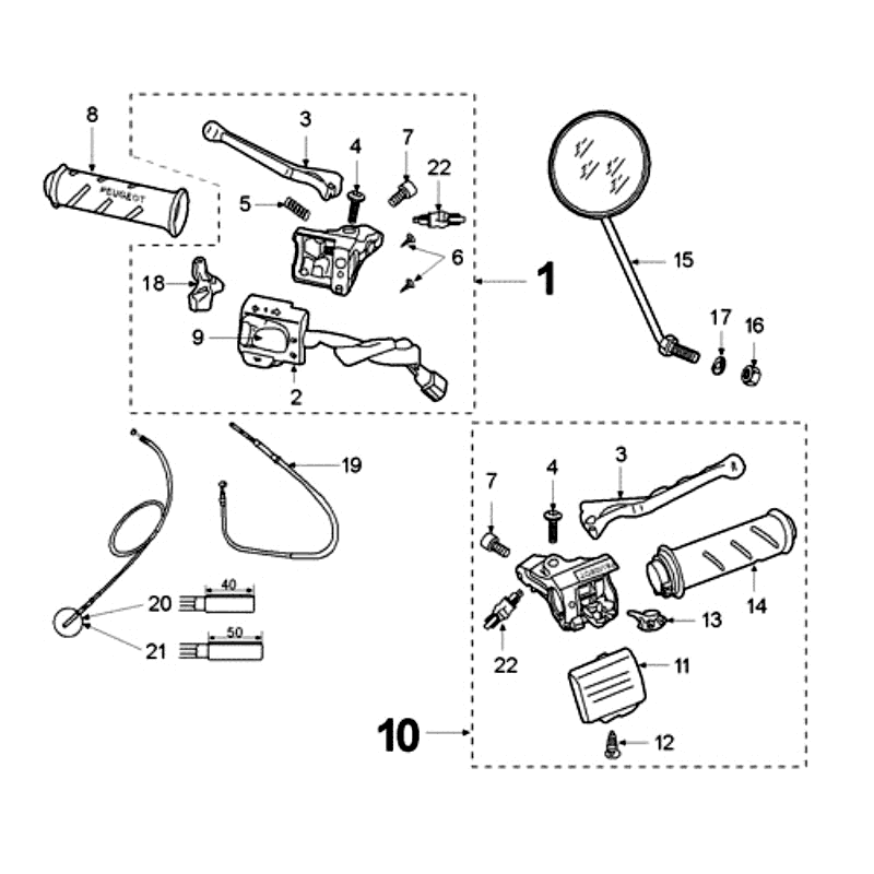 Spiegels Peugeot Fox rood