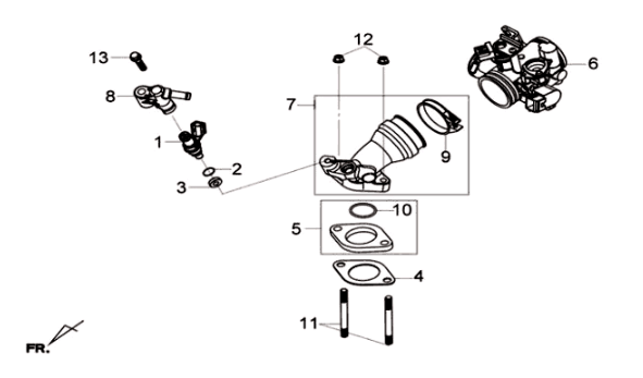 Spruitstuk / brandstof injector / gasklephuis Sym Joymax 125I ABS