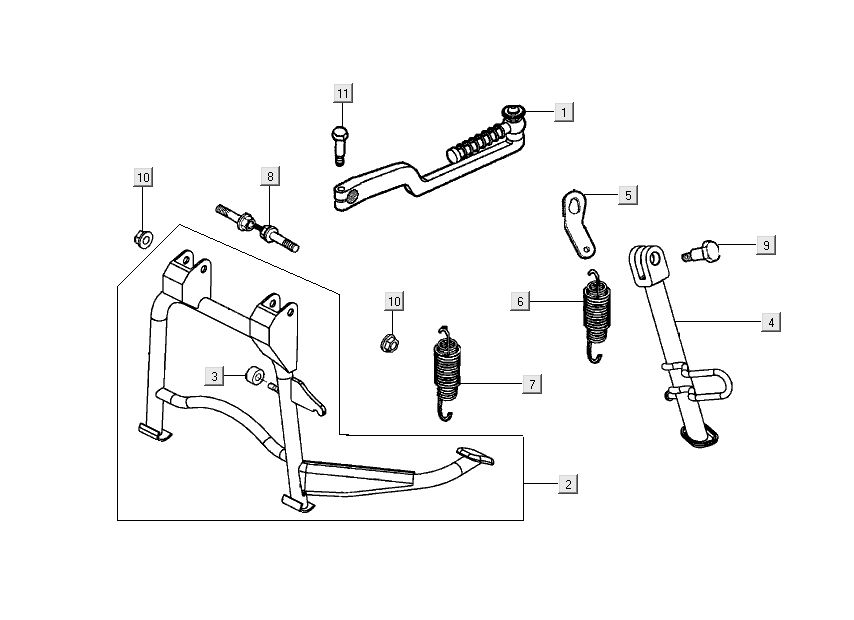 Middenstandaard - Zijstandaard - Kickstartpedaal Kymco People S 50 4-takt Titanium