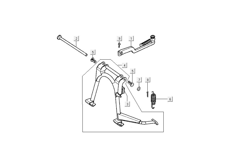 Middenstandaard - Zijstandaard - Kickstartpedaal Kymco Super9 50 2-takt AC nieuw model zilver - zwart