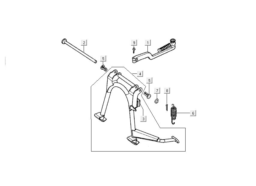 Middenstandaard - Zijstandaard - Kickstartpedaal Kymco Super9 50 2-takt AC oud model race zwart geel
