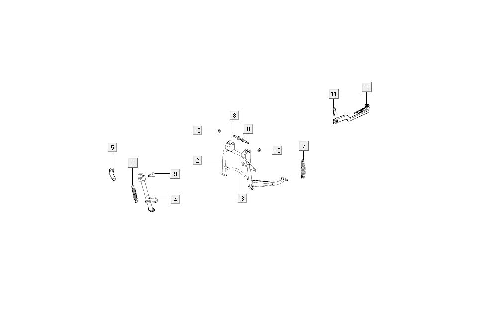 Middenstandaard - Zijstandaard - Kickstartpedaal Kymco Super8 50 4-takt 2009→ wit