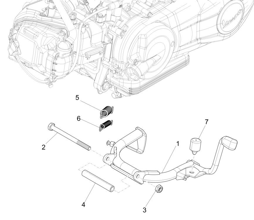 Middenstandaard Piaggio Liberty 125 IGET 3V ABS Euro 5