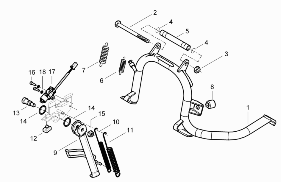 Middenstandaard Piaggio Beverly 125 RST 4V Euro 3 2010-2015