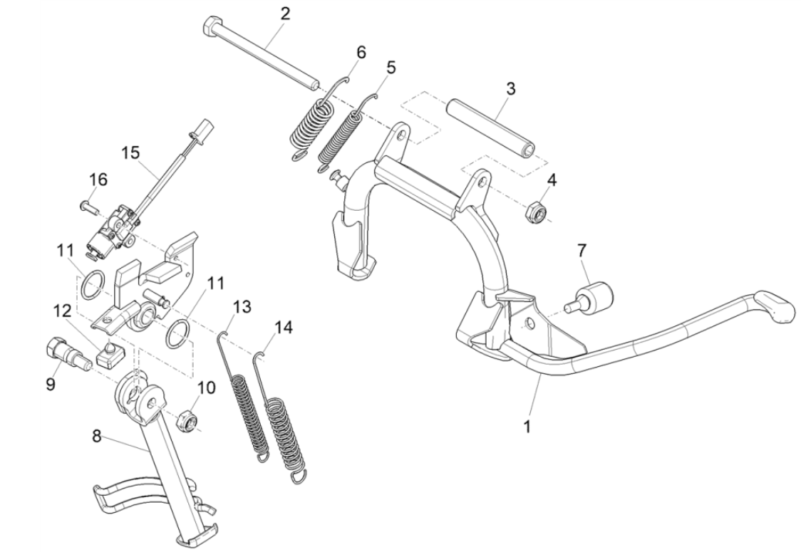 Middenstandaard Piaggio Beverly 300 HPE 4V ABS Euro 5 2021-2022