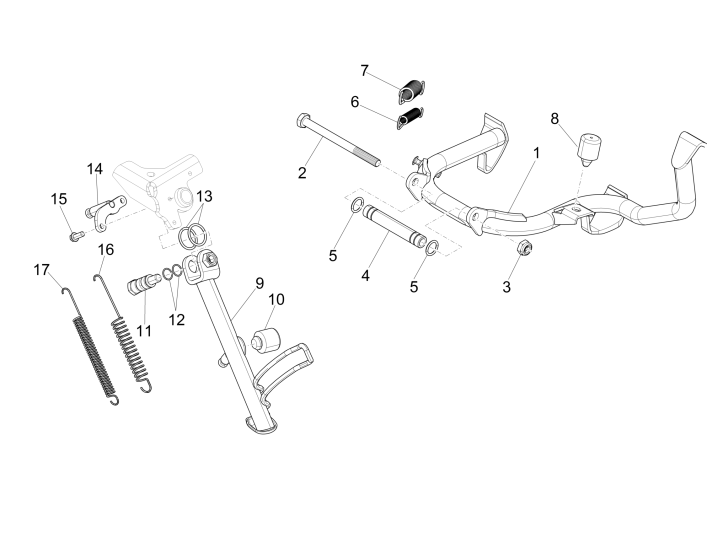 Middenstandaard - Zijstandaard Vespa GTS 250 ie 2005-2016 (zonder ABS)