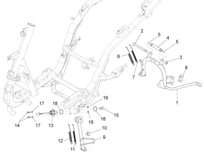 Frame - Middenstandaard Piaggio New Fly 4-takt 4V
