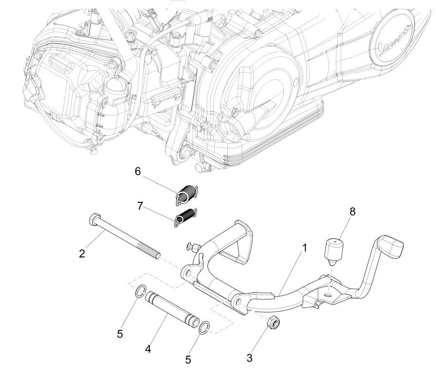 Middenstandaard - Zijstandaard Vespa Sprint 125 3V IE ABS