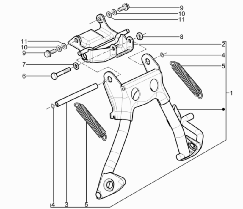 Middenstandaard Piaggio Typhoon 50 2-takt Euro 3 2011