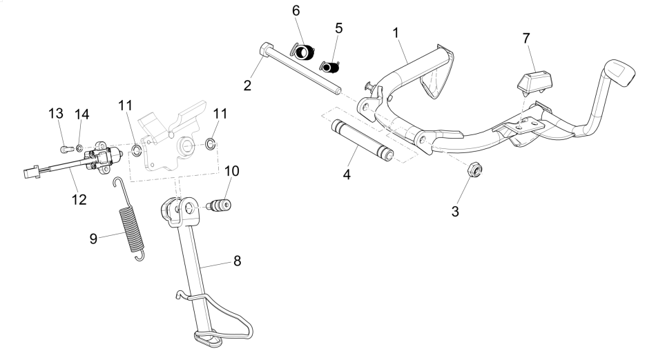 Middenstandaard Piaggio Medley 150 IE ABS Euro 4 2016-2020