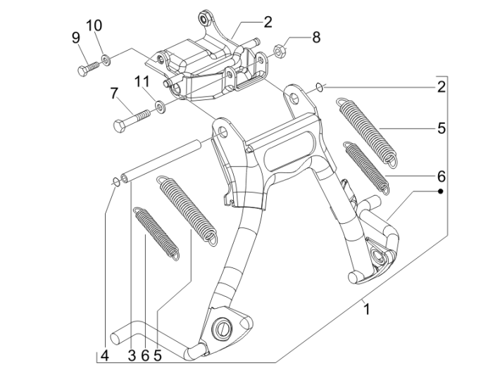 Middenstandaard - Zijstandaard Piaggio Zip 50 SP 2-takt LC 2006-2013