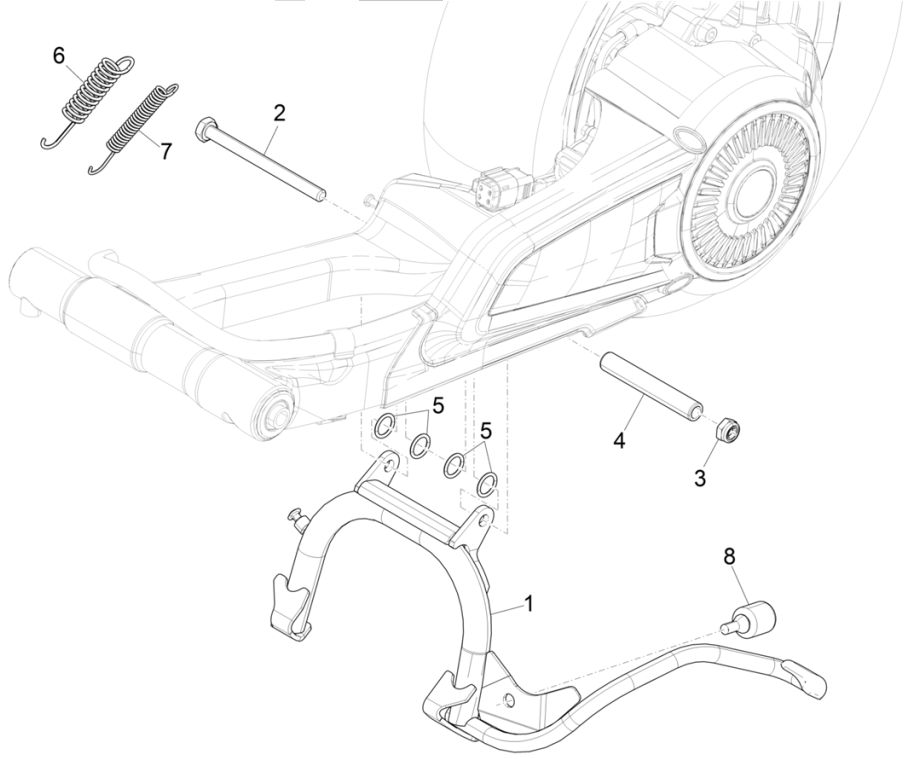 Middenstandaard Vespa Elettrica 45km/u Euro 5 2021