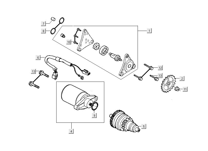 Startmotor - Oliepomp - Bendix Kymco People S 50 4-takt matzwart