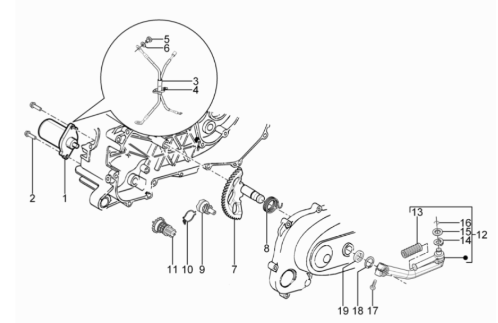 Startmotor - Bendix Piaggio Typhoon 50 2-takt Euro 3 2011