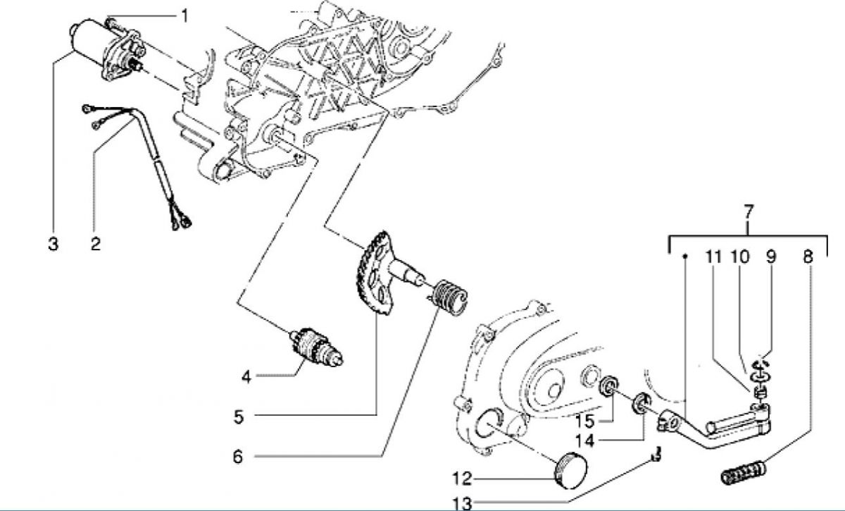 Startmotor - Bendix - Kickstarteras -Kickstartpedaal Piaggio Zip RST 50 2-takt AC